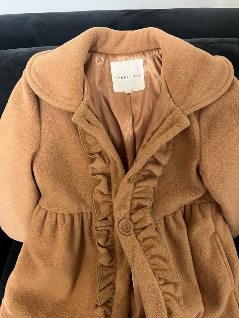 Copper Key Girls' Ruffle-Front Coat - Picture 2 of 4